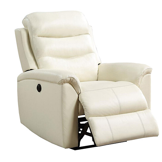Saltoro Sherpi Leatherette Power Recliner with Horizontal Tufted